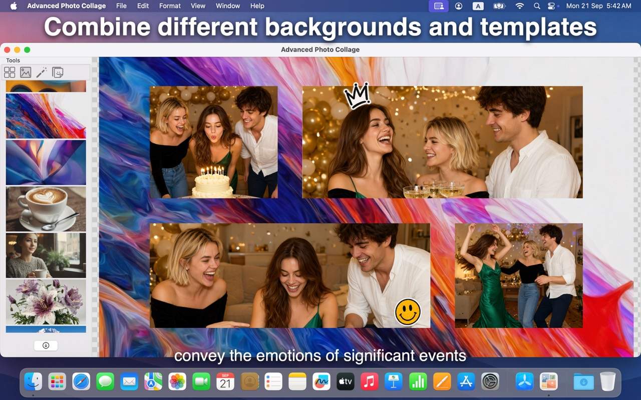 Collage with background and template layout