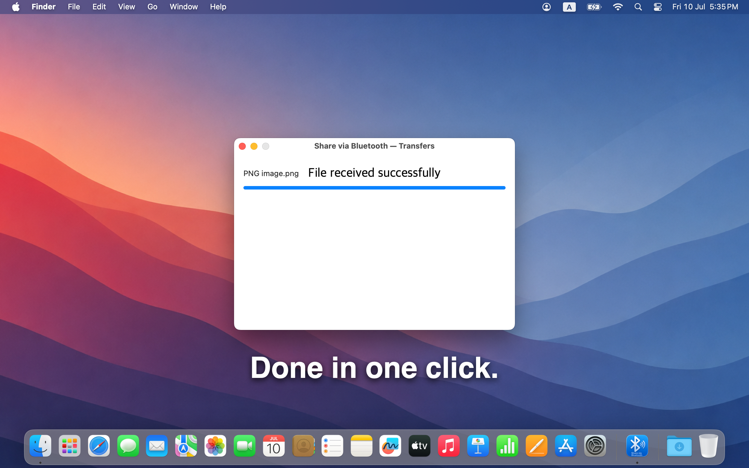 File received successfully over Bluetooth
